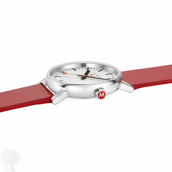 Ladies Stainless Steel Mondaine EVO2 Red Vegan Strap Watch